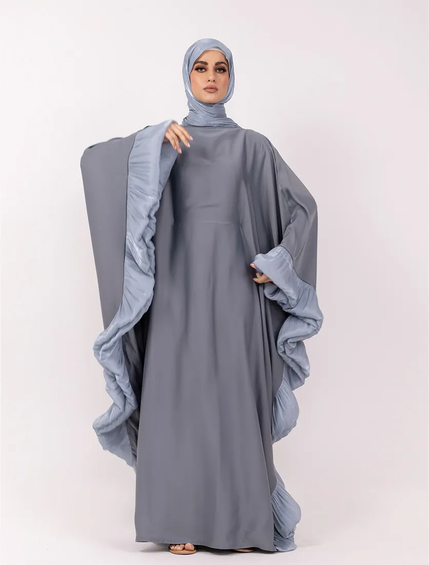 Blue Organza Trim Kaftan